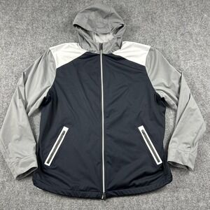 Graham‎ Luxe Jacket Mens XL Black Gray Hooded Full Zip Softshell Windbreaker